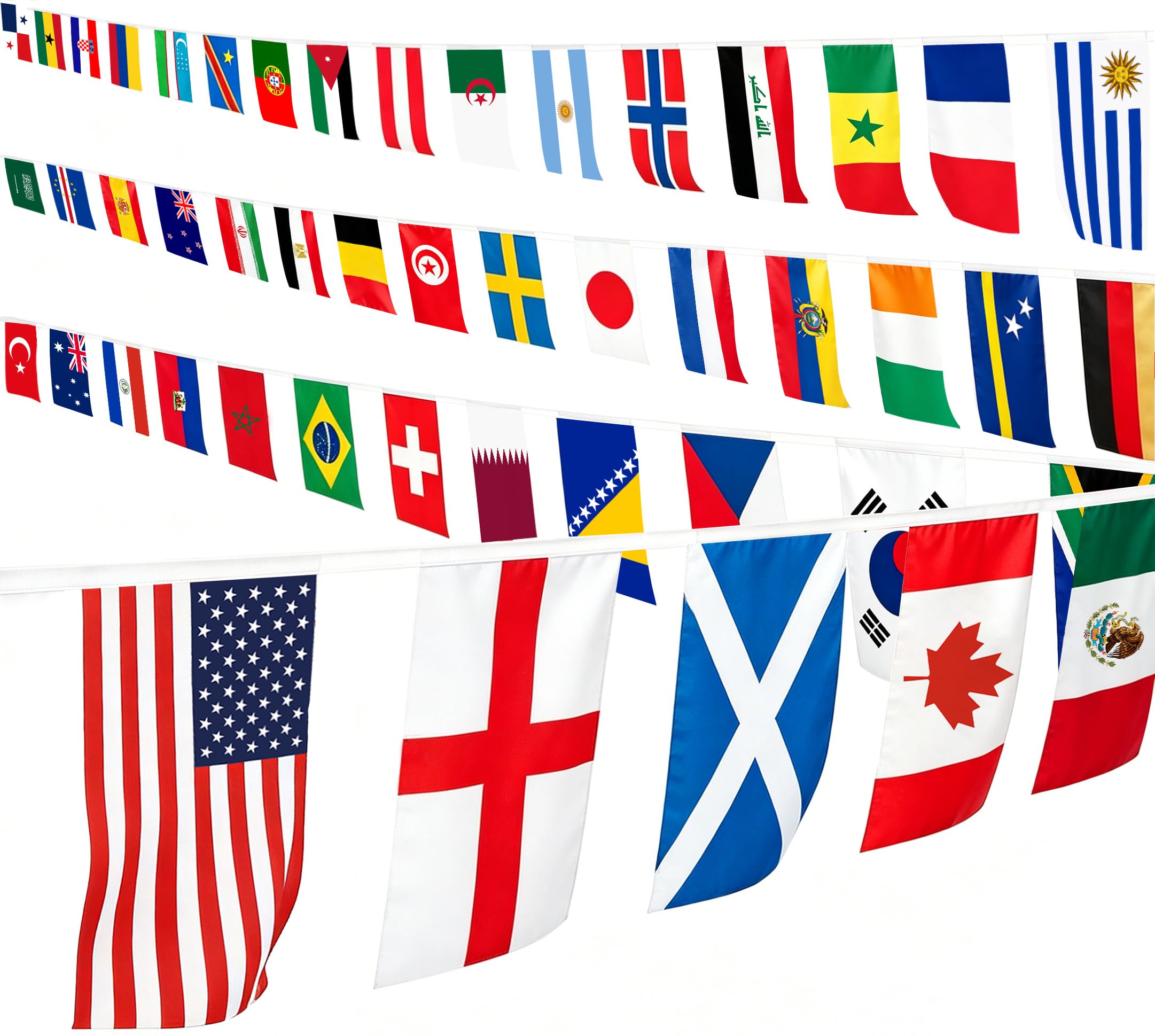 2pcs World Cup Bunting 2026 - All 48 Countries Flags Bunting 15m for World Cup Party Decorations Football Tournament | Double Sided Fabric Bunting for Garden Pub Bar Indoor Outdoor — image 1