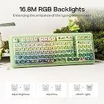 KiiBoom Phantom98 Lite 96% Wireless Mechanical Gaming Keyboard, VIA Programmable, Creamy Keyboard with Gasket, 8000mAh Battery, Hot Swap, RGB Backlits, NKRO for Win/Mac (Green, Mochi Switch)