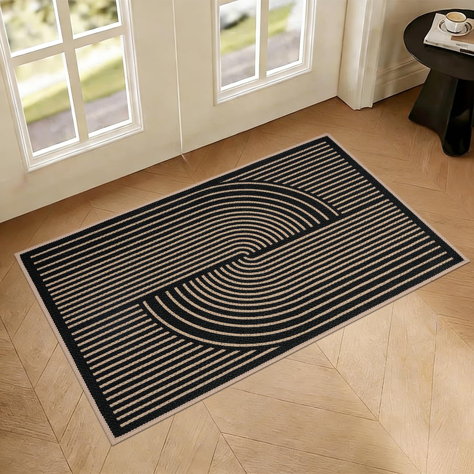 Homcomodar Dirt Trapper Door Mat 43 x 75 cm Front Door Mat Inside, Black