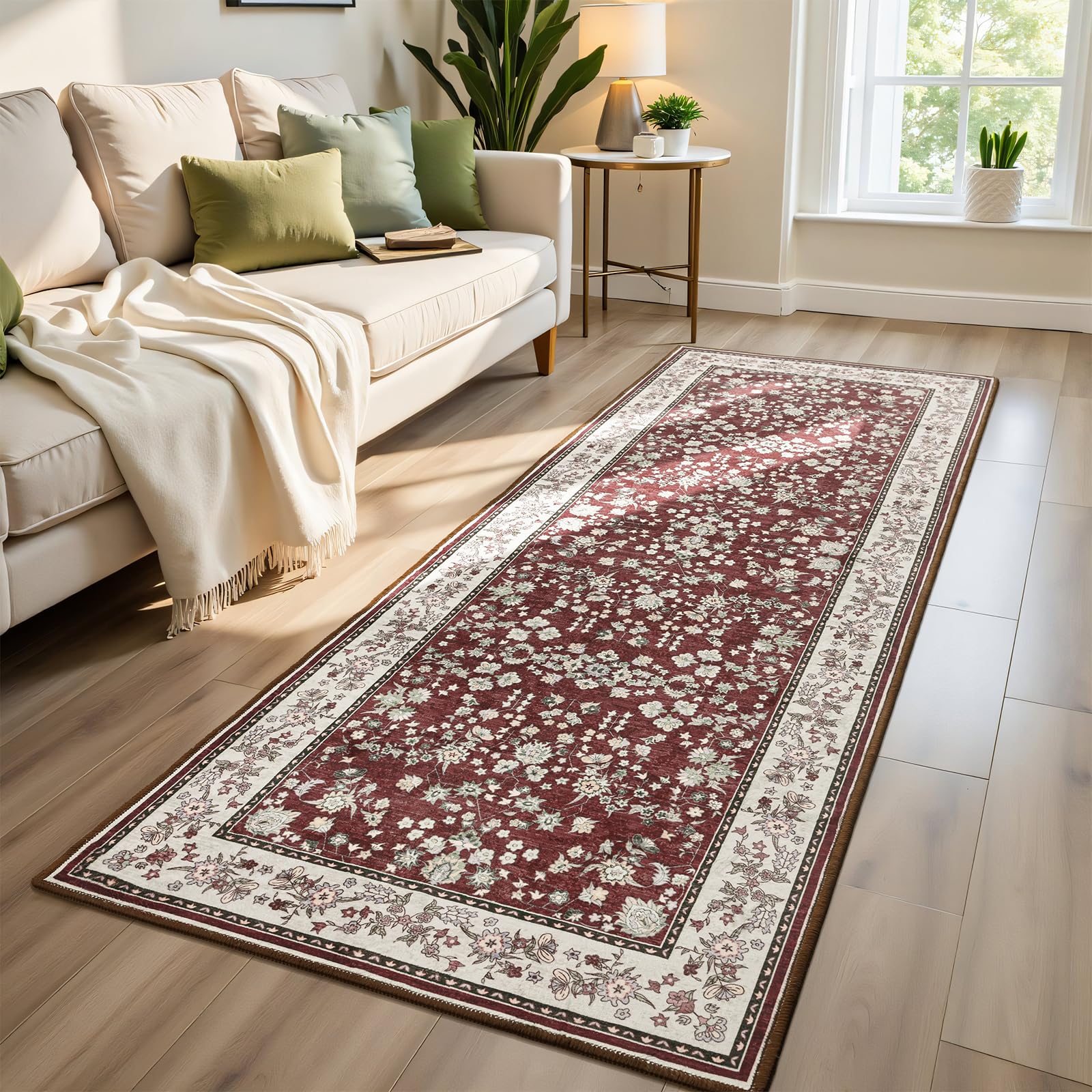 Softlife Washable Area Rug for Kitchen, Non-Slip Rugs for Entryway Hallways, Small Vintage Throw 2.5x8 Runners for Entry, Oriental Modern Print Indoor