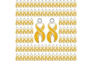 WANDIC 100 Pcs Metal Ribbon Pendants for Childhood Cancer Awareness