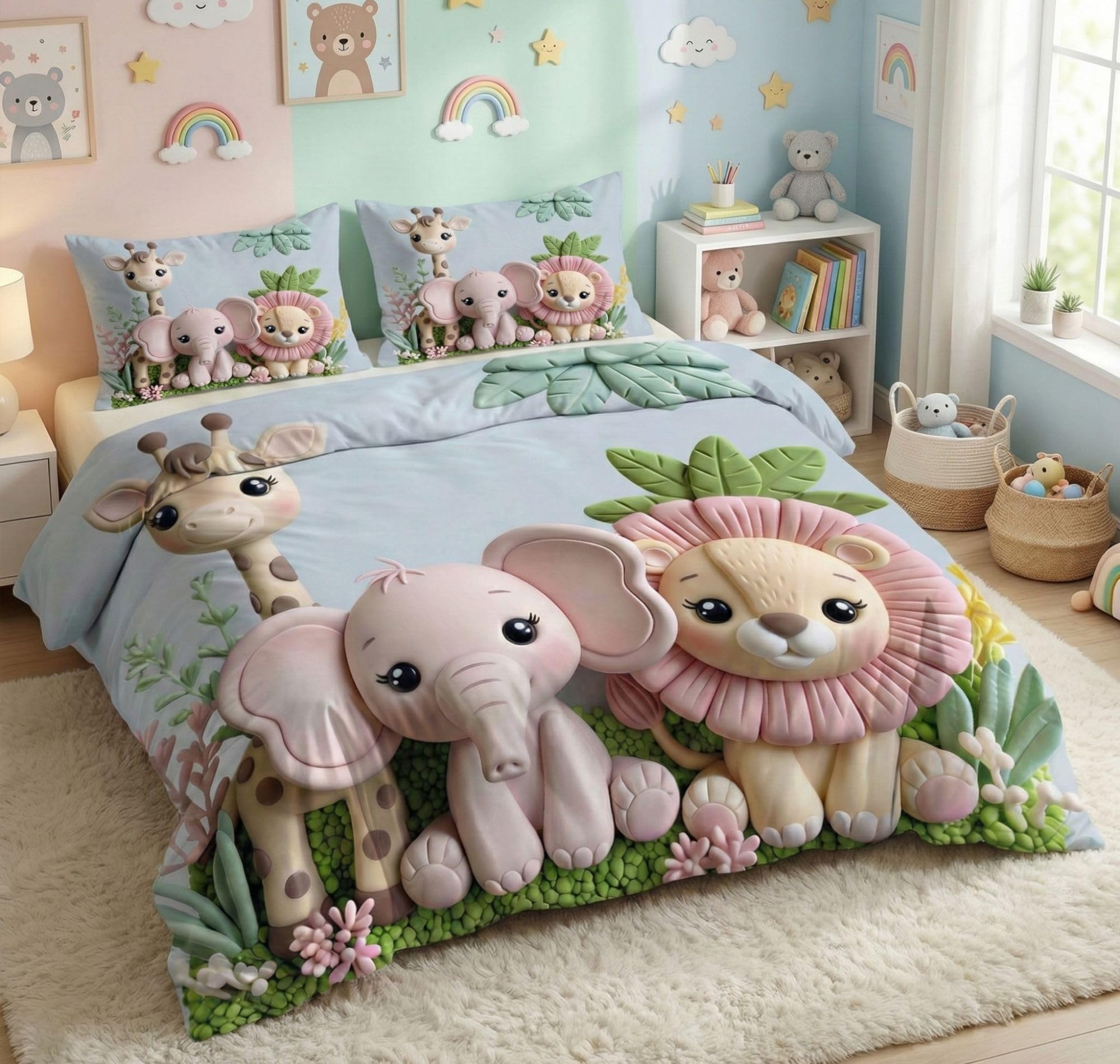 BSB HOME 7D Digital Printed Kids Double Bedsheet | Cloud Cotton Soft Bedding with Kids Theme for Your Little One’s Room | Comfortable & Breathable Fabric | 90 x 100 Inches (Dusty Aqua)-image-38