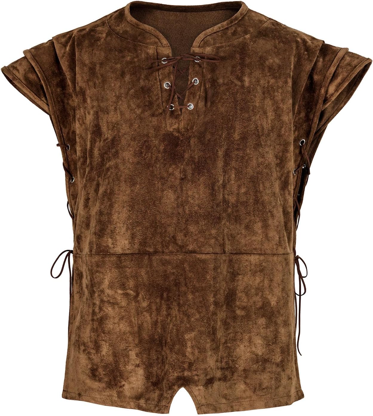 Men's Pirate Vest Viking Costume Medieval Knight leather armor Lace-up Renaissance Shirt Halloween Waistcoat - Image 2