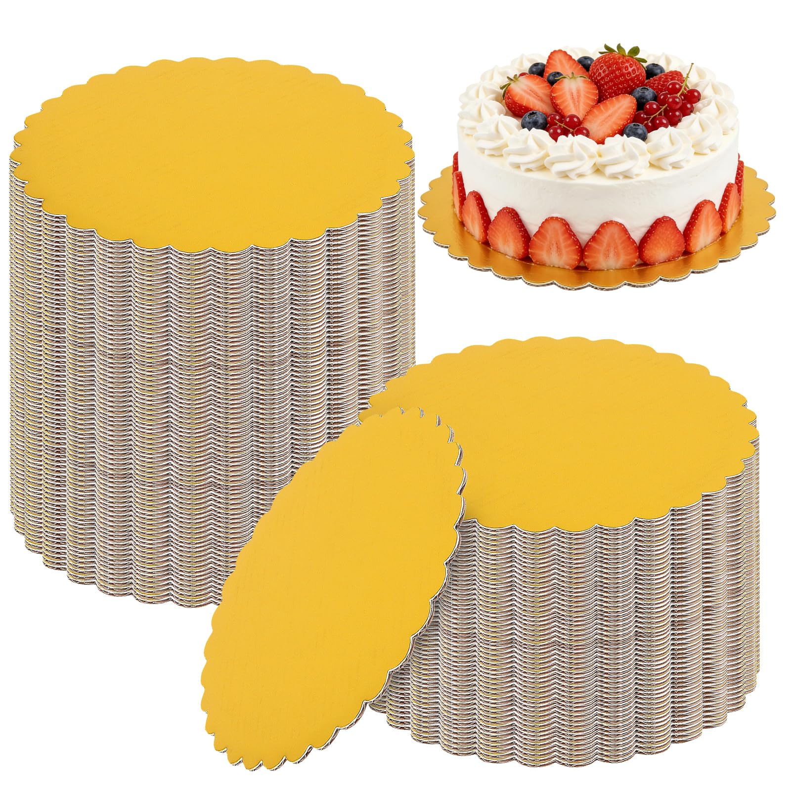 Planches a gateau rondes dorees 15,2 cm carton sulfurise anti graisse