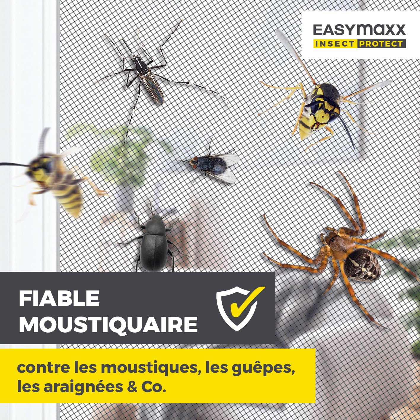 EASYmaxx Insect Protect - Moustiquaire télescopique pour fenêtre - Avec cadre prémonté - Moustiquaire extensible - Moustiquaire intégrée - Anthracite