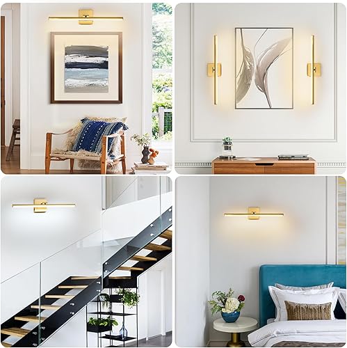 Miniatura 5 de Lámpara LED de tocador de baño de 24 pulgadas (3000 K4000 K6000 K, regulable), lámpara de baño moderna de latón sobre el espejo, barra de luz de