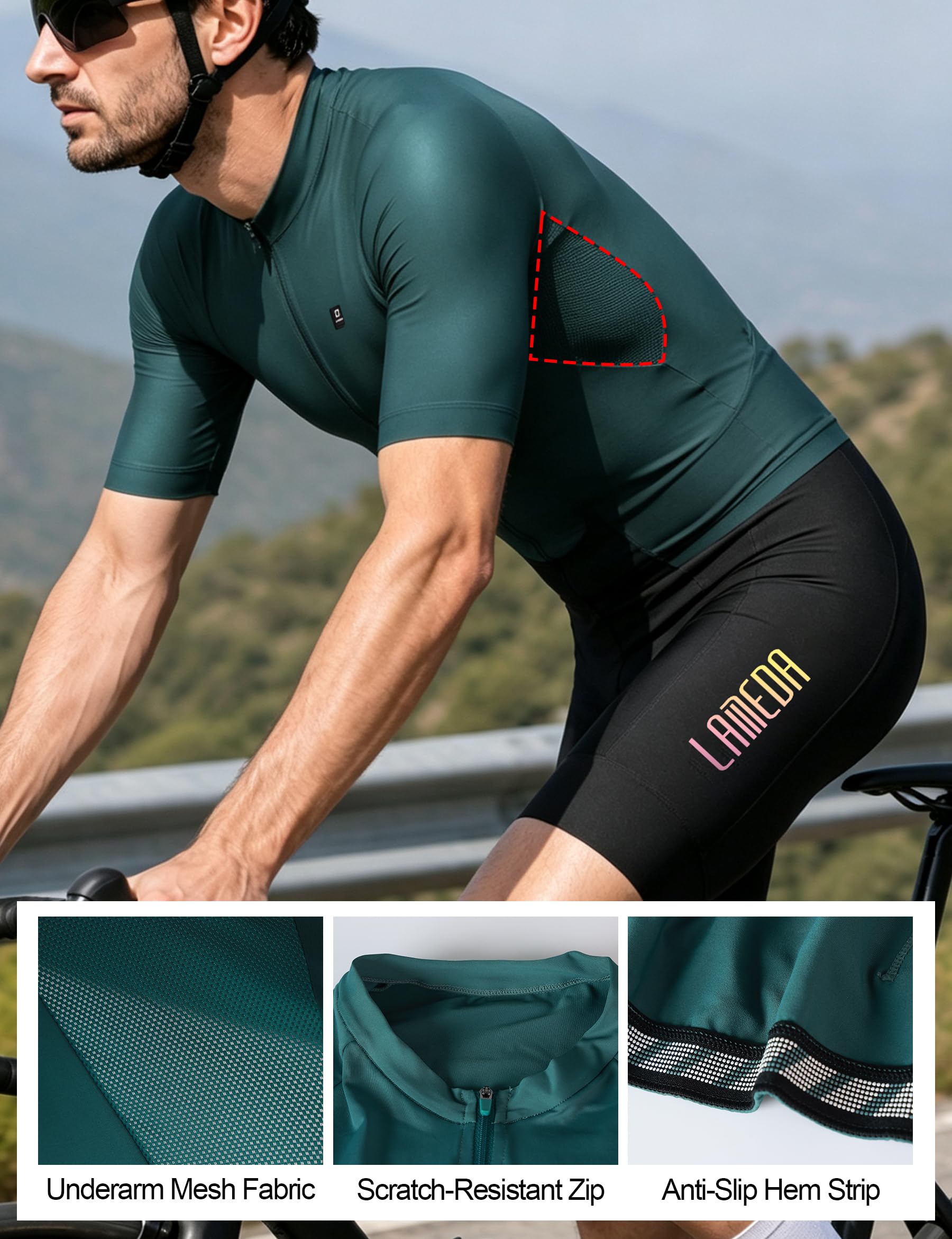 LAMEDA Maillot Cyclisme Été Homme Jersey Vélo Maillot Cycliste Manches Courtes Respirant HX20552