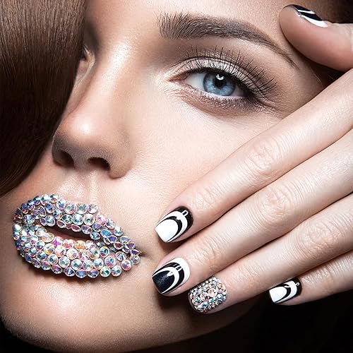 Miniatura 4 de 2120 diamantes de imitación Ab para uñas con parte trasera plana, redondos, multiformas, diamantes de imitación para uñas acrílicas, vidrio, con
