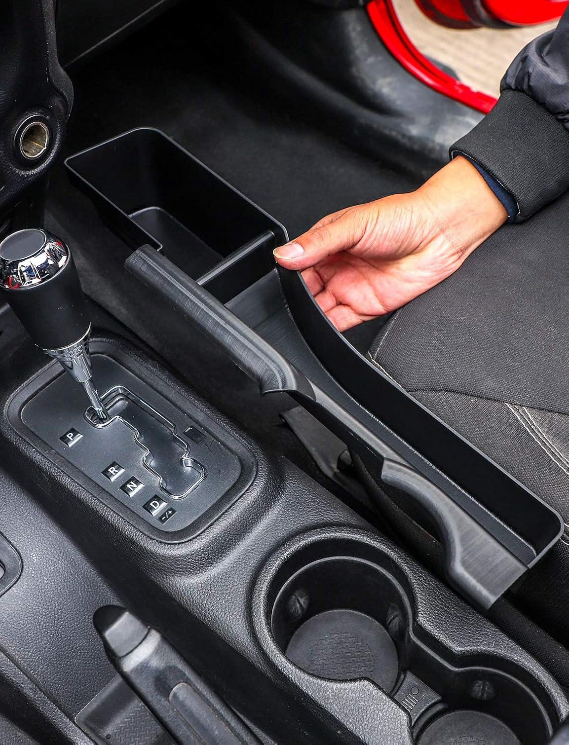 Savadicar JK GearTray Gear Shift Console Side Storage Box Passenger Side Organizer Tray for 2011-2018 Jeep Wrangler JK JKU, Interior Accessories, Black