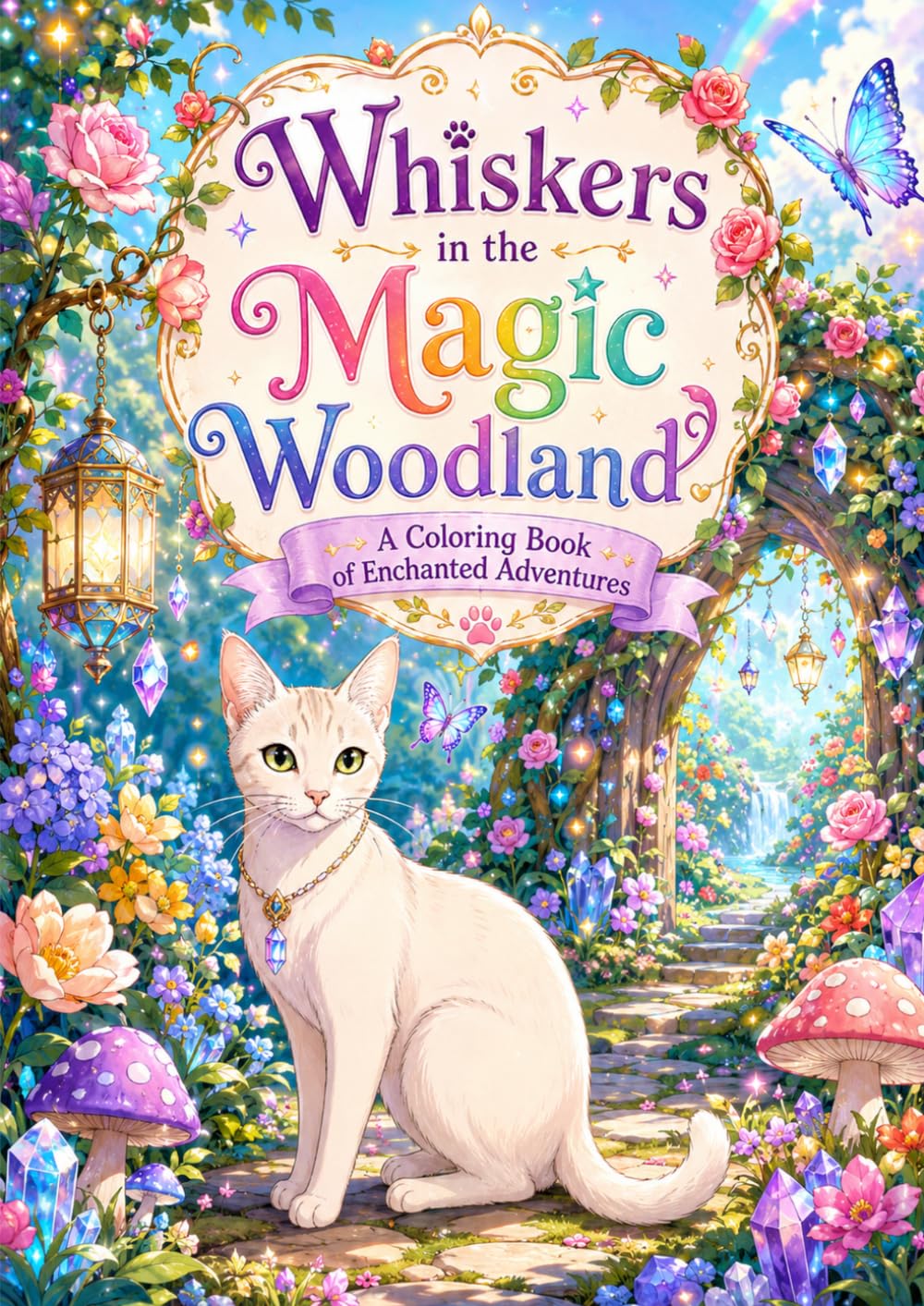 Whiskers in the Magic Woodland: A Peaceful Fantasy Nature Coloring Book for Kids