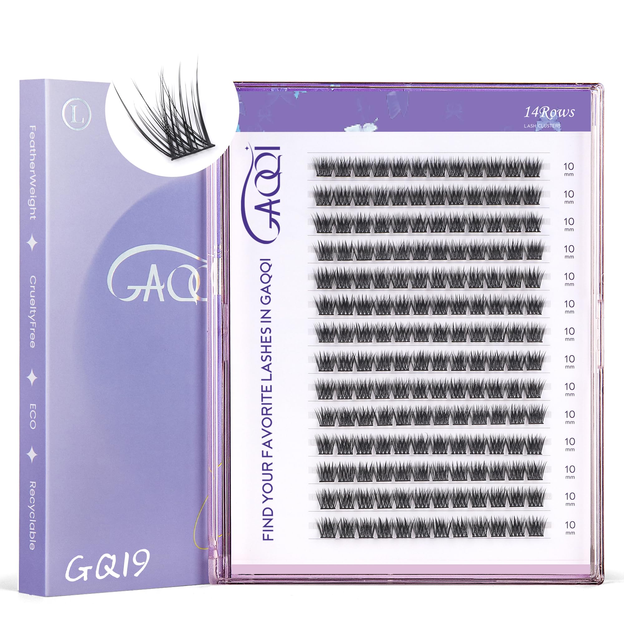 GAQQILash Clusters, Individual Lashes 168pcs C Curl, DIY Lash Extension 10mm Length Only False Eyelash Clusters, Natural & Wispy Lash Wisps (GQ19,C Curl,10mm)