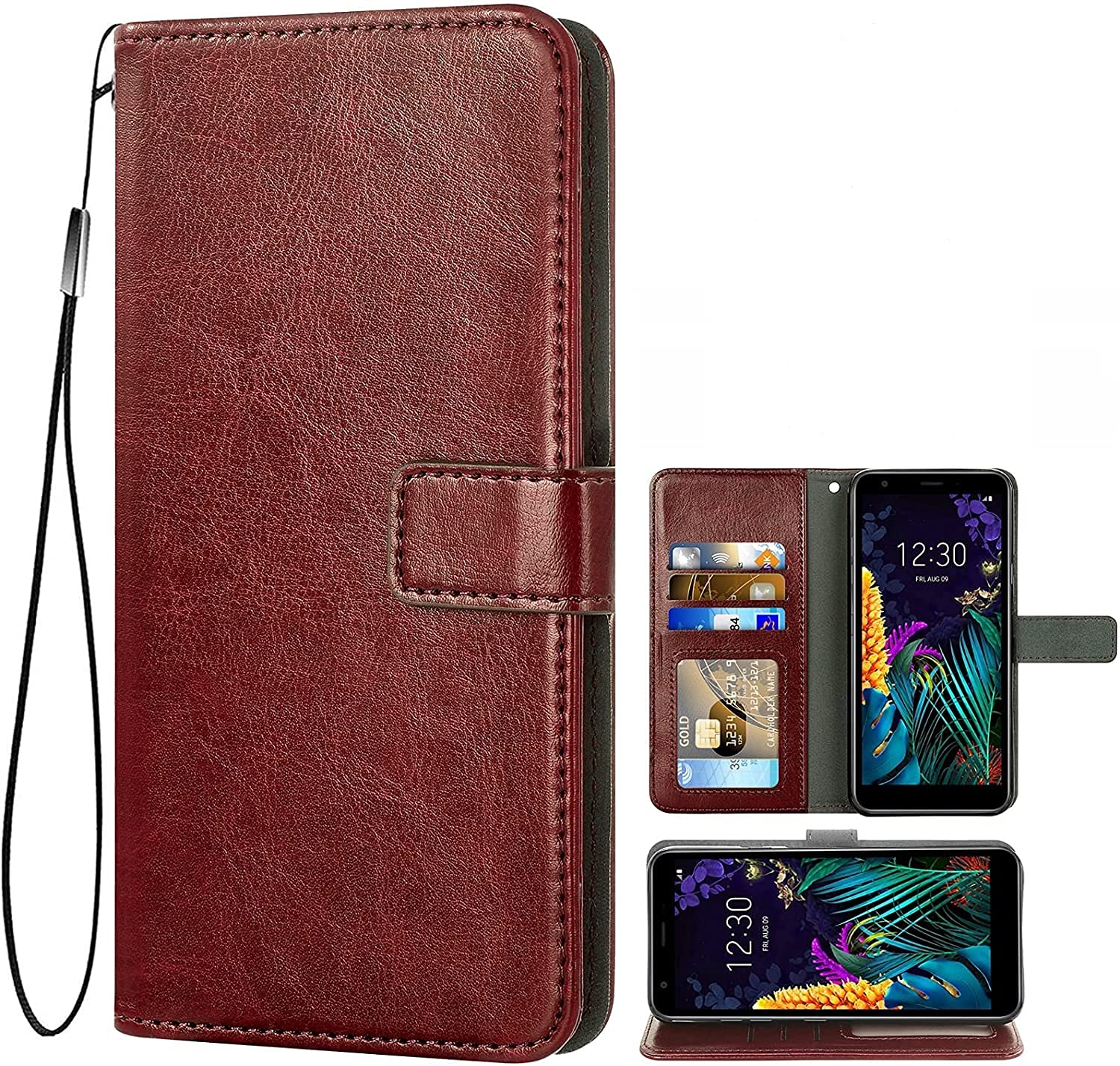 Mobile Mantra Vintage Wallet for Techno Spark Go (2020) || Real Leather Wallet Phone Case || Genuine Leather with Viewing Stand & 3 Card Holder || Flip Folio Cover with Card Slot - Antique Brown
