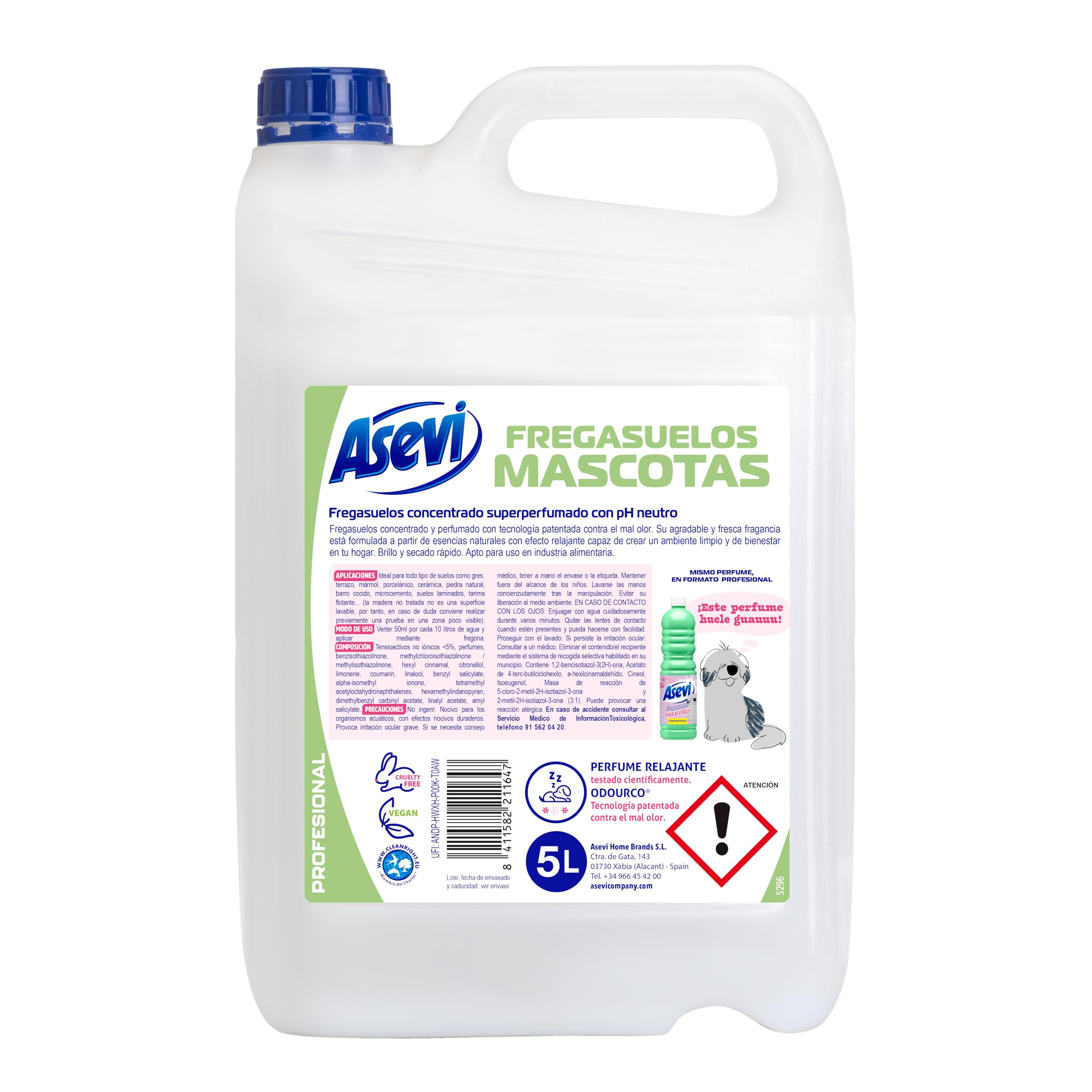 Asevi Fregasuelos Mascotas Concentrado 5 Litros pH Neutro