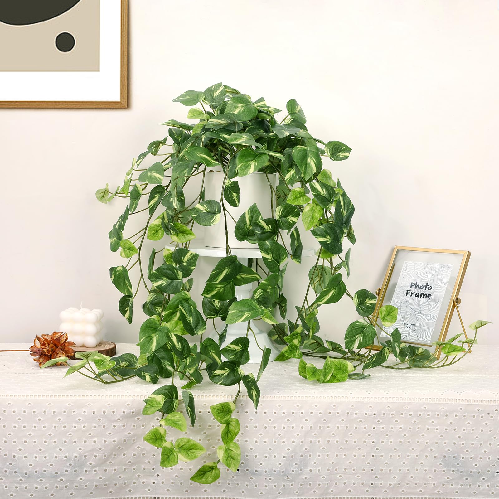 Amazon.com: Fake Plants Indoor, Artifical Potted Trailing Ivy Faux Pothos  Plant for Home Decor Fake Greenery with White Ceramic Planter for Bedroom  Living Room Office Garden Table Shelf Decor(Dark Green) : Home