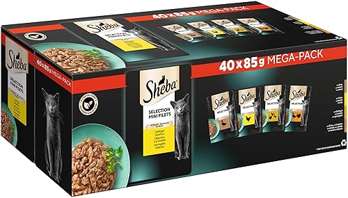 SHEBA Adult Katzenfutter nass - 40x85g Portionsbeutel - Geflügel Variation in Sauce - Nassfutter für Katzen - 1 Großpackung