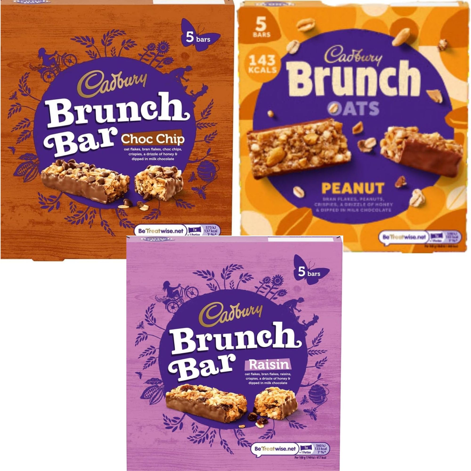 Brunch Bar Bundle with Brunch Raisin, Cho Chip & Peanut Chocolate Cereal Snack Bars With Oerich Card