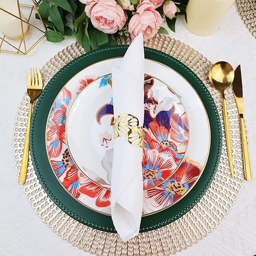 Miniatura 2 de Juego de 12 platos de carga verdes con cuentas. Cargadores de mesa de plástico reutilizables de 13 pulgadas para platos llanos