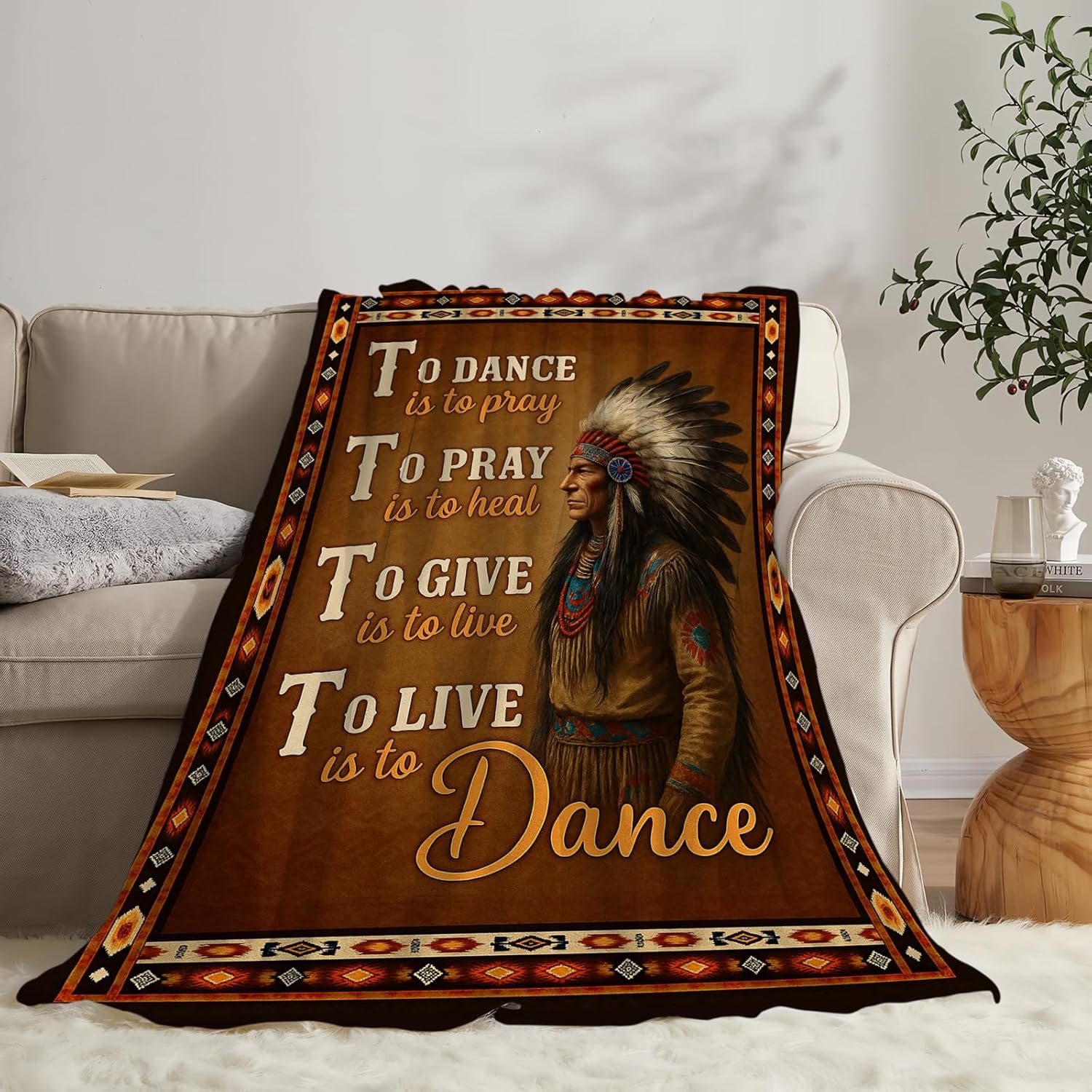 Native American Indians Blanket Southwest Throw Blankets Soft Cozy Warm Fuzzy Fleece Flannel Throws Stuff Gifts for Girls Boys Men Women Bed Couch Bedding Decor 50"x40" - Image 2