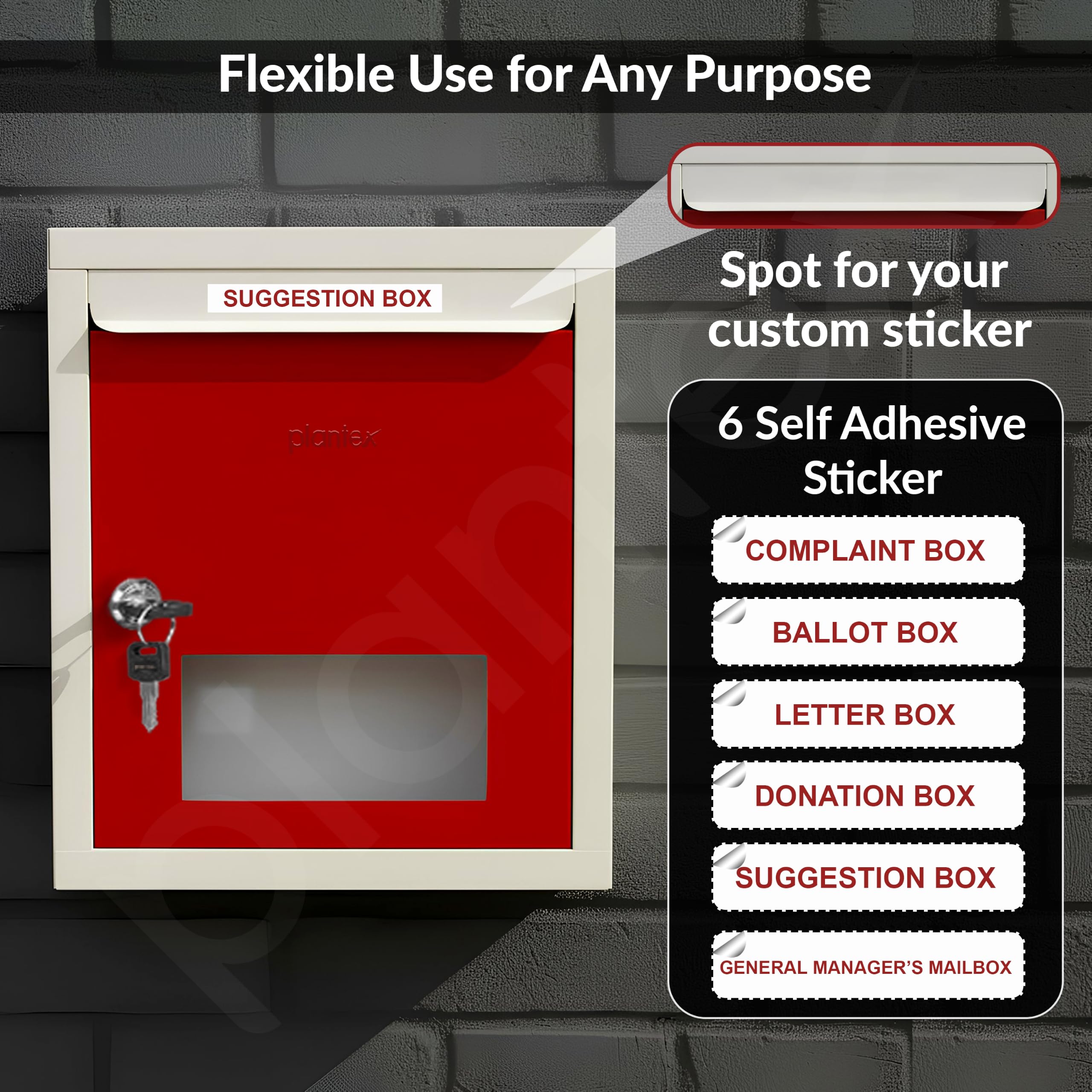 5-Pack Letter & Suggestion Boxes with Lock - Red & Ivory -5