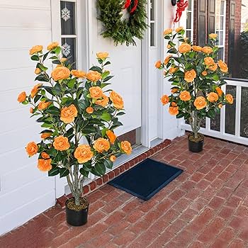 Amazon｜2パック 42インチ 人工椿の木 フェイクフローラルツリー