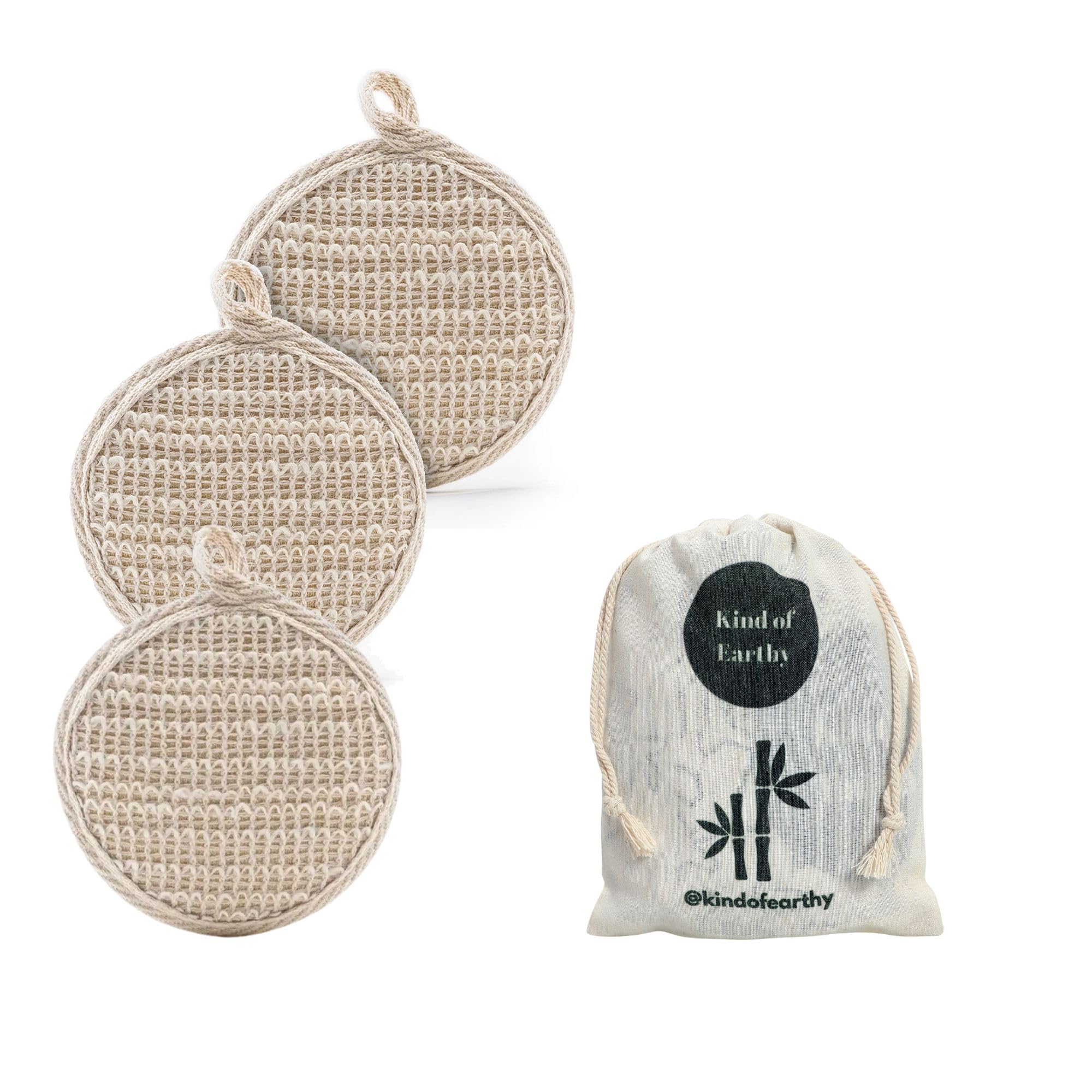 Kind of Earthy Bath Loofah, Natural Body Scrubber for Women and Men, Ramie Plant Fibre Loofah, for Exfoliating and Deep Cleansing, Gentle on Skin, Comes in Reusable Potli Pouch (pack of 3)-image-48
