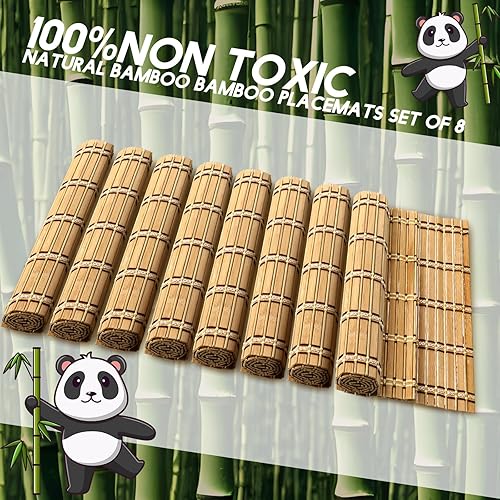 Miniatura 6 de Bencailor Juego de 8 manteles individuales antideslizantes y resistentes al calor, de estilo rústico, lavable y natural para comedor, restaurante,