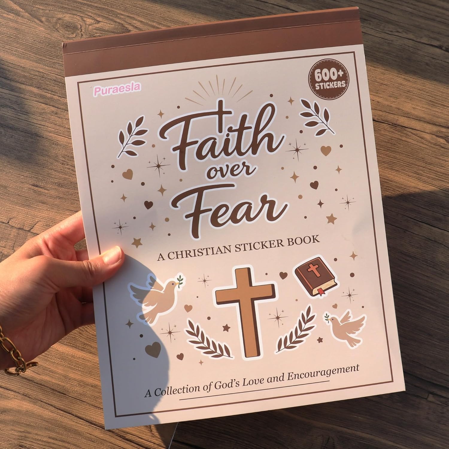 600Pcs Faith Over Fear Christian Sticker Book by Puraesla, Bible Verse & Jesus Stickers for Women Girls Teens, Faith-Based Religious Scripture decals for Journaling, Water Bottles, Laptops & Notebooks