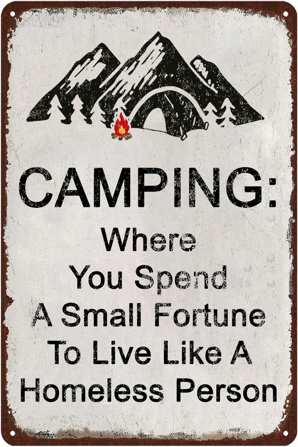 Anceky The Definition Of Camping Vintage Tin Signs Humor Metal Sign, Funny Garage Sign for Men Kitchen Outdoor Home Bar Cafe Wall Art Decor 12x16 Inch