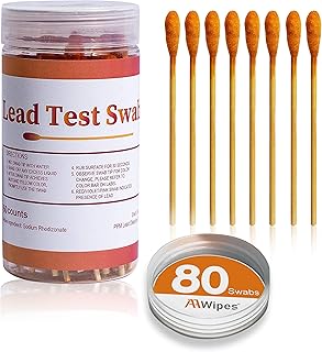 AAwipes Kit de hisopos de prueba de plomo (80 hisopos rápidos para pruebas en el hogar, resultados de 30 segundos sumergidos en agua). Uso doméstico, pintado, platos, juguetes, joyas, metal, cerámica,