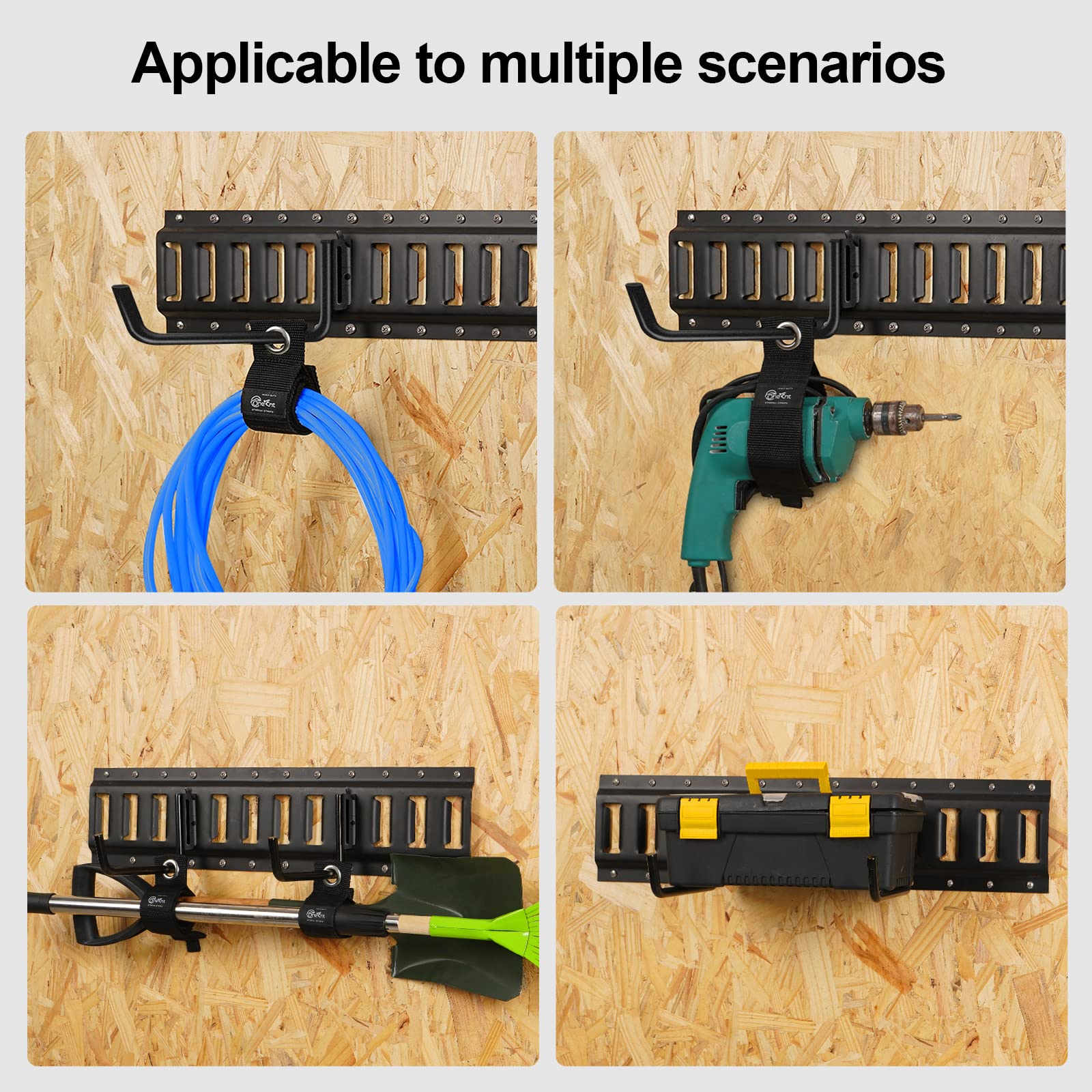 E-Track - Gancho en J con correas de almacenamiento de bucle, accesorios de pista E para remolque cerrado para sistemas de amarre de carga en camiones, remolques, gancho E-Track para cables, cuerda
