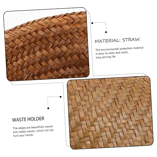 Miniatura 8 de Diseño de papelera tejida con paja para el hogar, uso versátil, sala de estar, dormitorio, cocina, 1 ud