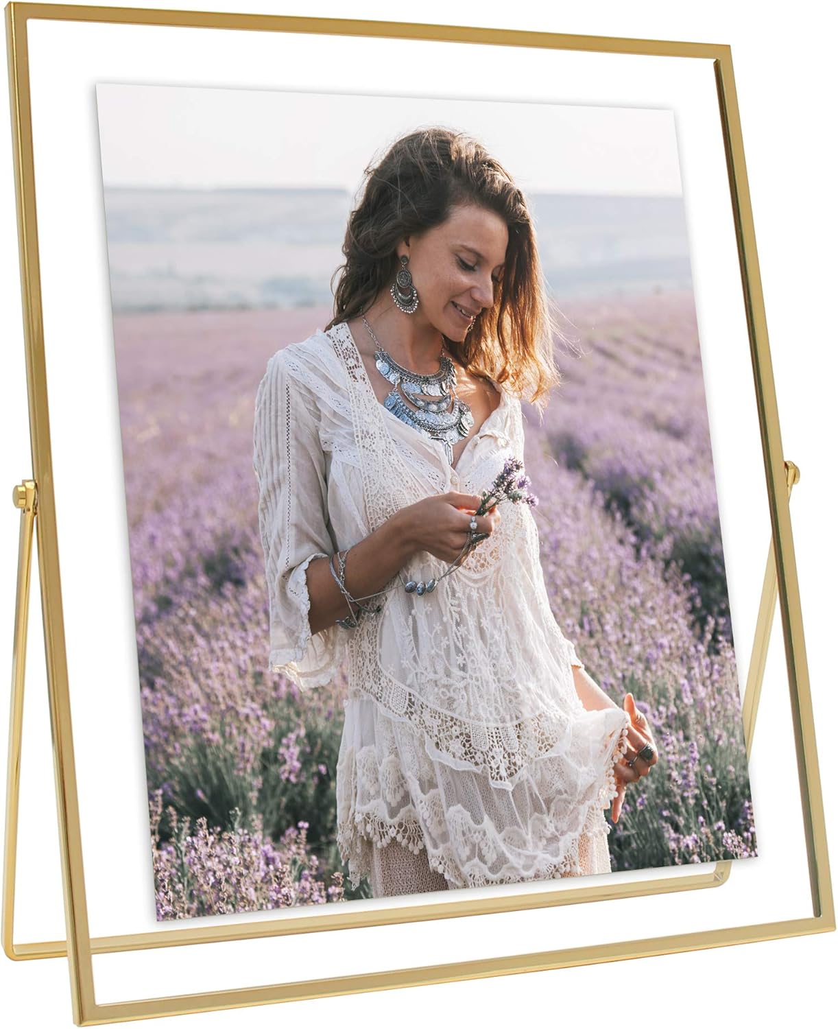 Amazon.co.jp MIMOSA MOMENTS ゴールドメタルフローティング写真フレーム (ゴールド 8x10) ホーム＆キッチン