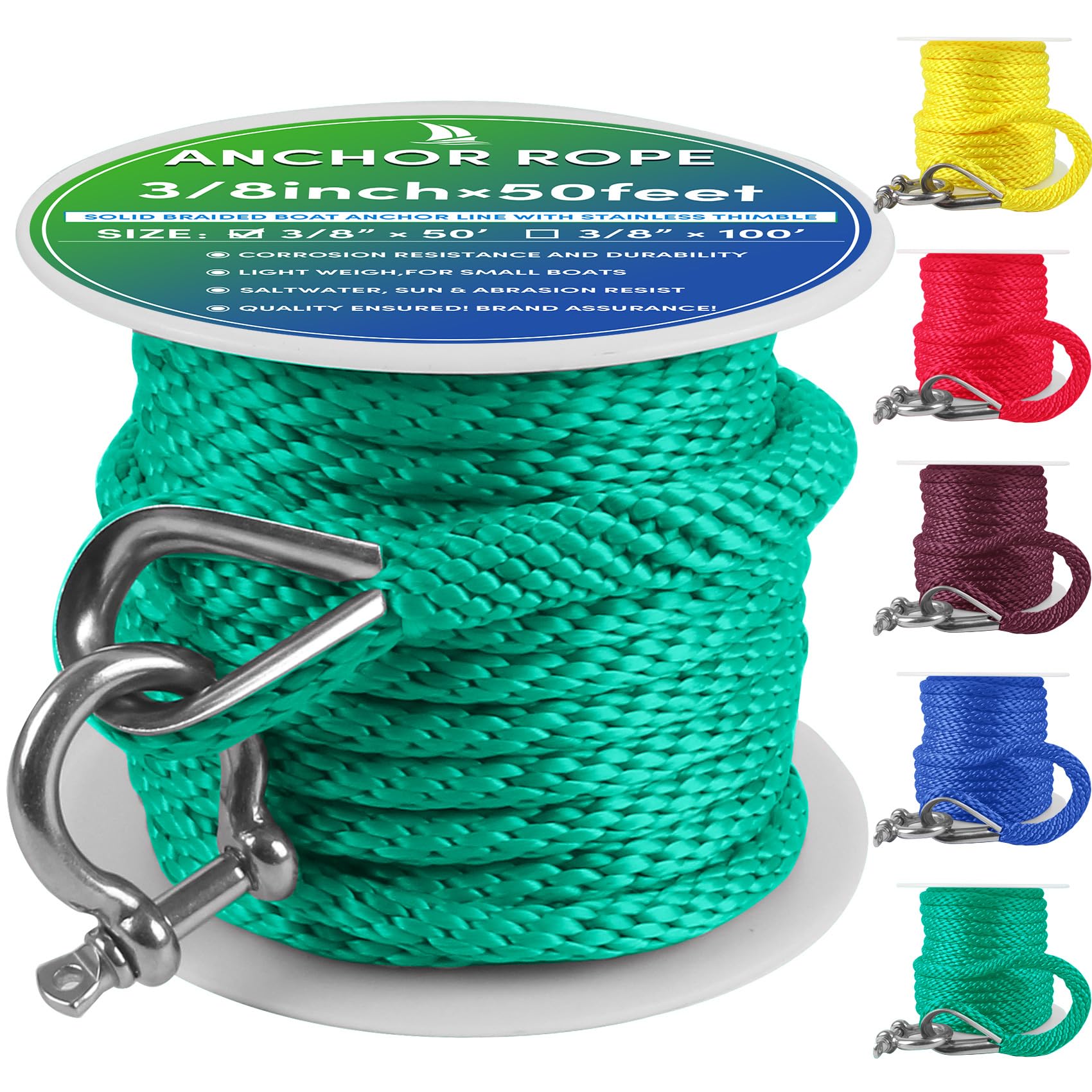 A50 String Rope Snapklik.com : Premium Anchor Rope 50 Ft X 3/8 Inch, Solid Braid MFP ...