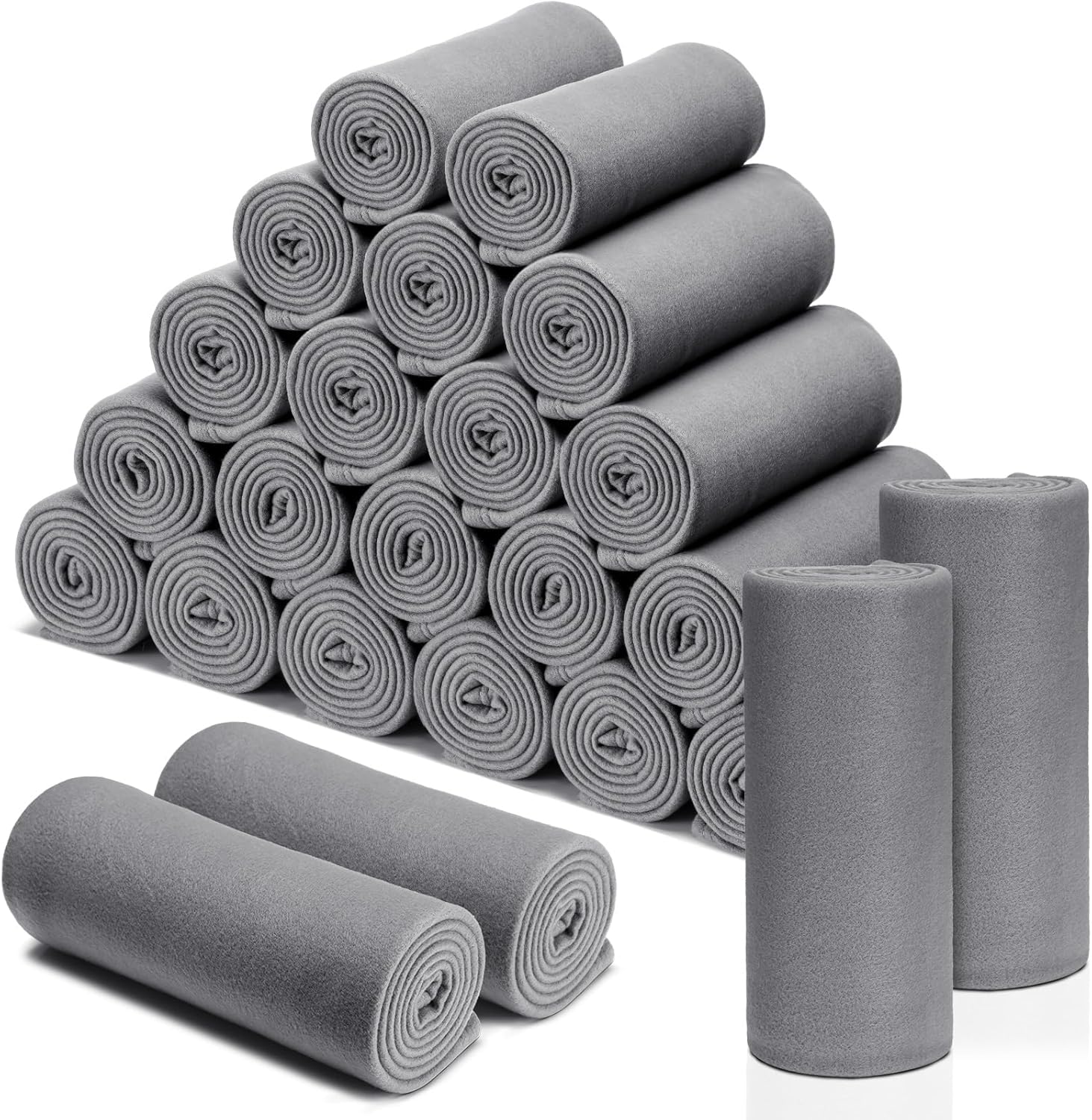 20 Pcs Soft Fleece Blankets Bulk Cozy Fleece Throw Blankets 50 x 60 Inches Warm Lightweight for Home Office Wedding Gifts Outdoor Camping Travel Homeless (Gray) Gray 20