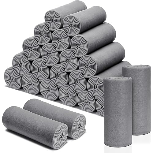 30 Pcs Soft Fleece Blankets Bulk Cozy Fleece Throw Blankets 50 x 60 Inches Warm Lightweight for Home Office Wedding Gifts Outdoor Camping Travel Homeless (Gray)