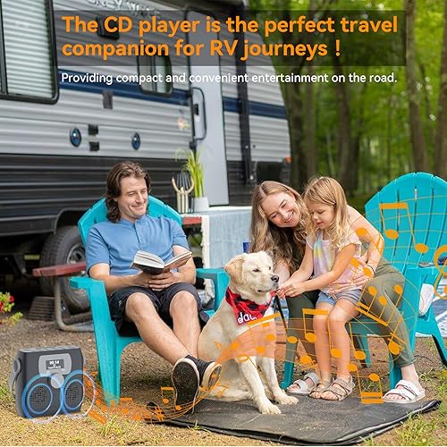 Miniatura 7 de MONODEAL Reproductor de CD portátil, reproductor de CD Bluetooth Boombox con altavoces, radio FM portátil (memoria favorita, LED, impermeable,