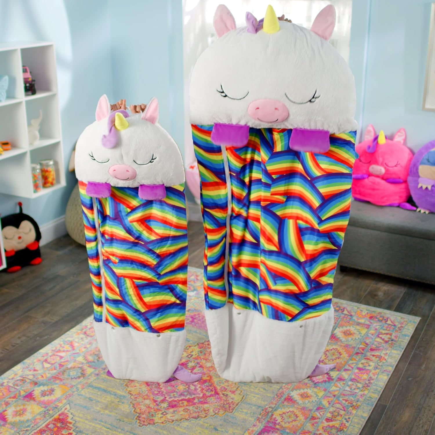 Happy Nappers: Pillow & Sleepy Sack: Large - White Unicorn - 66 x 30, 2-in-1: Plush Animal Opens to Sleeping Bag, Soft Play & Nap Character, Kids 3+