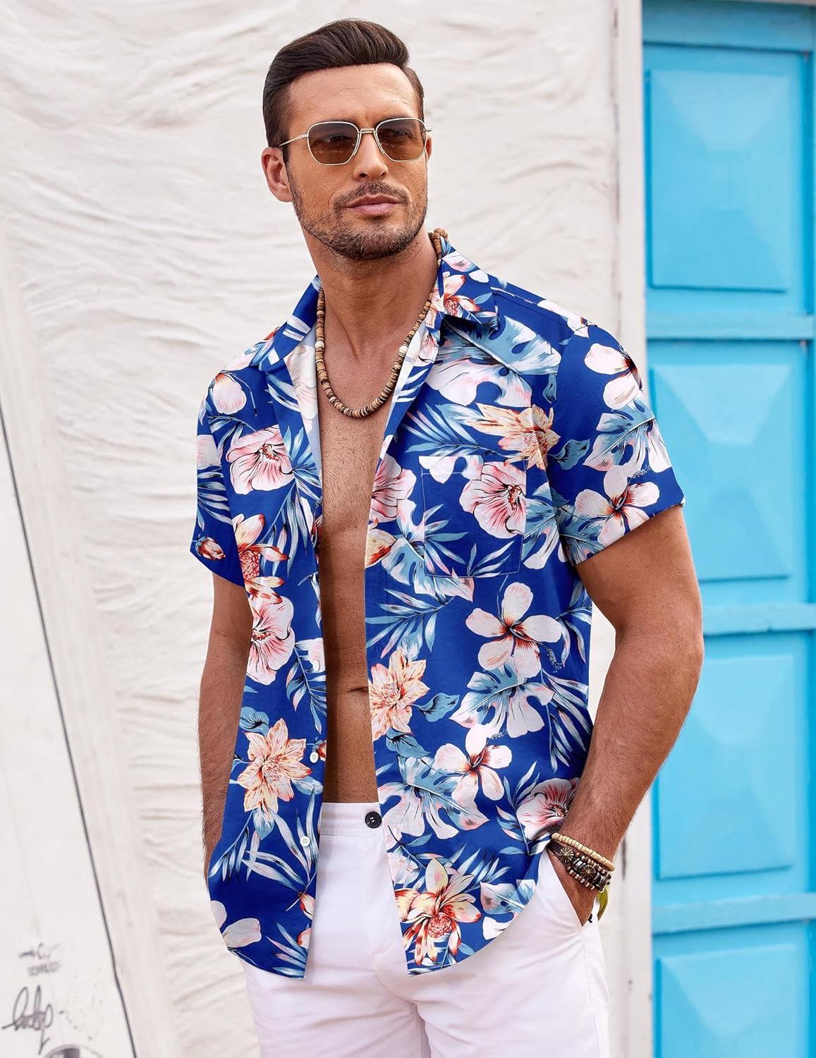 COOFANDY Mens Hawaiian Shirt Short Sleeve Button Down Shirts Tropical Summer Beach Shirts Casual Floral Aloha Shirts - Image 3