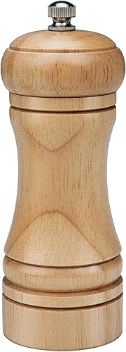 Gulex Molinillo de pimienta de madera, molinillo de pimienta de madera de 5.5 pulgadas de grosor ajustable, mecanismo de molienda de cerámica,