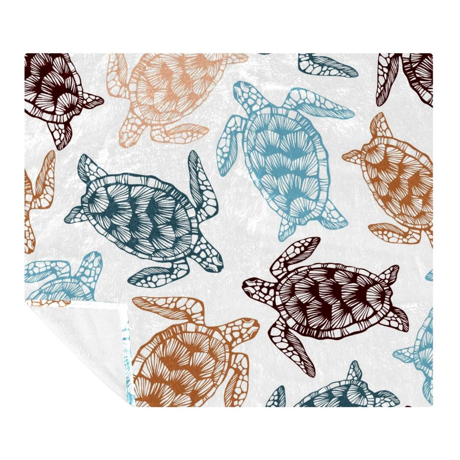 Couverture tortue de mer en polaire microfibre 150x200 cm pour lit et canapé