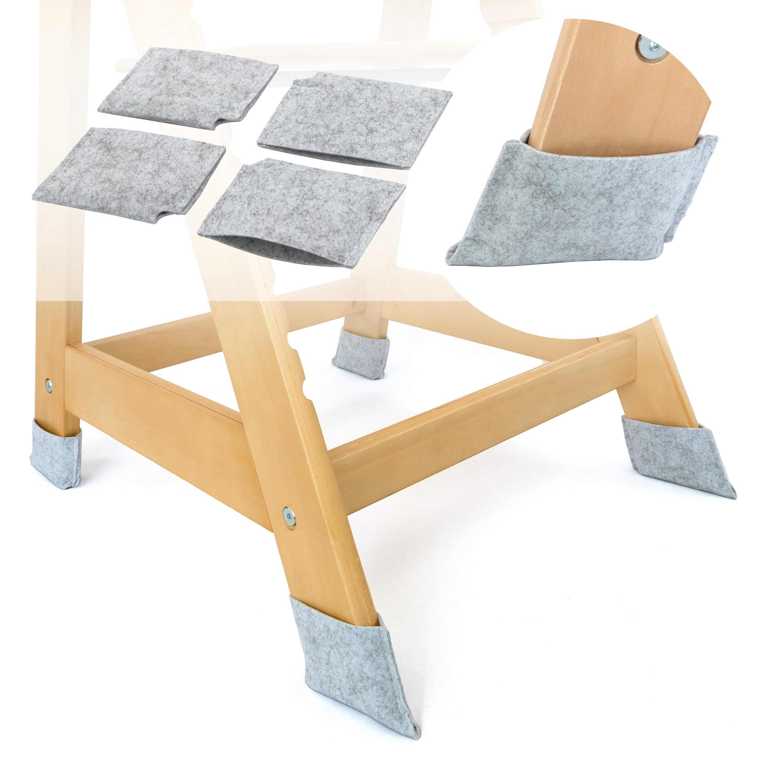 LaLoona Set Feltrini per Seggiolone 4 Protezioni Pavimento Compatibili con hauck Alpha Beta roba Sit Up Antigraffio Grigio