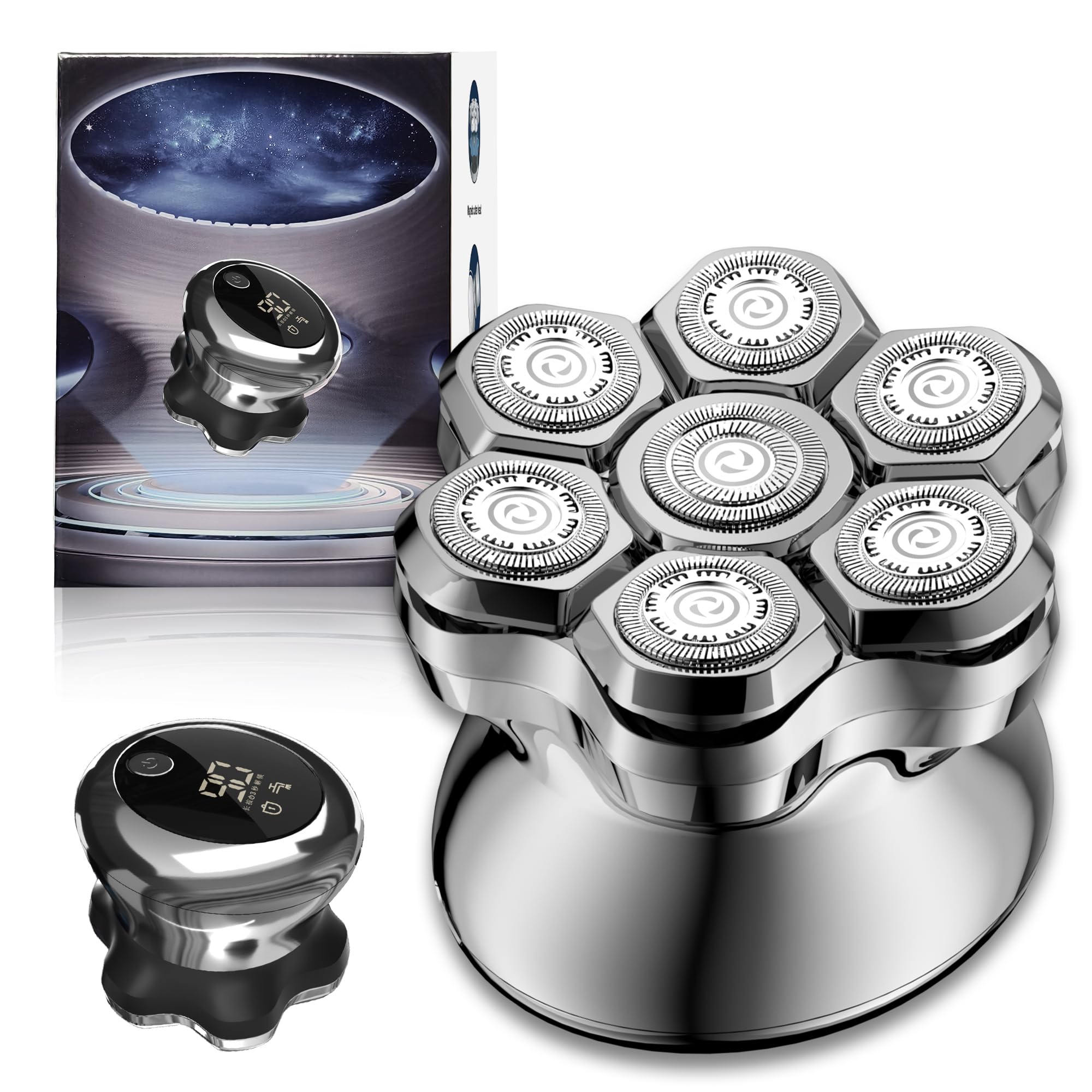 Head Shavers for Bald Men Magnetic Head Shaver Waterproof Wet Dry Shaving Electric Bald Head Razor LED Display