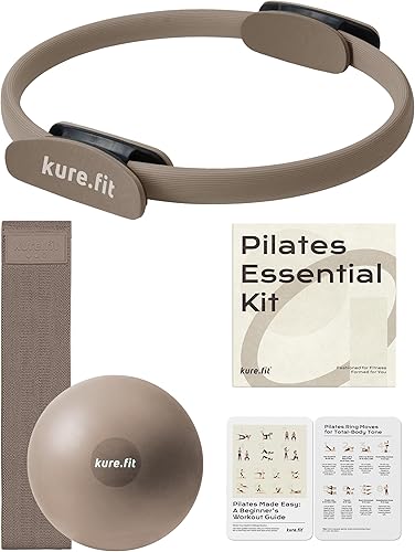 Home Pilates Essentials Kit para mujer | Anillo de pilates, mini bola, juego de bandas de botín | Juego de iniciación de equipo de pilates en caja