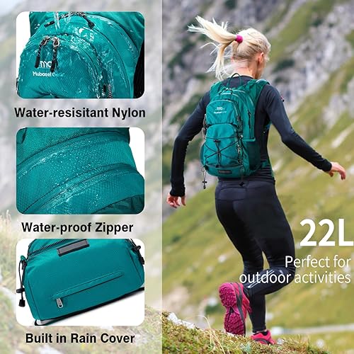 Vista 4 de Mochila de hidratación aislada con bolsa de agua de 2 litros, ligera, 22 L, mochila de senderismo para mujeres y hombres, mochila para senderismo