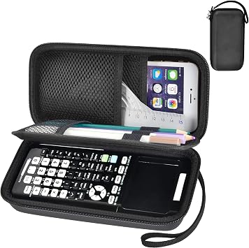 الرسم البياني حالة حاسبة متوافق مع تكساس الصكوك TI-84 زائد CE/TI-84 زائد/TI-83 زائد/TI-30 XS/TI-36Pro، مربع الآلات الحاسبة العلمية للحاكم، المطاط، قلم رصاص وغيرها- حالة سوداء فقط