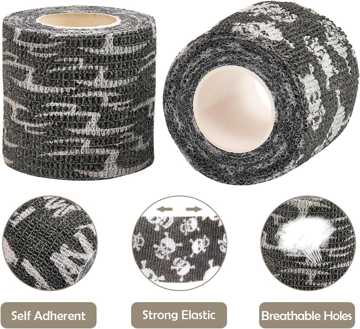 6 Rolls Self-Adhesive Bandage Wrap Grip Tape Wrap Cover Tattoo Cohesive Elastic Bandage for Tattoo Machine and Animals Wounds Wrist Healing Sprains & Swelling