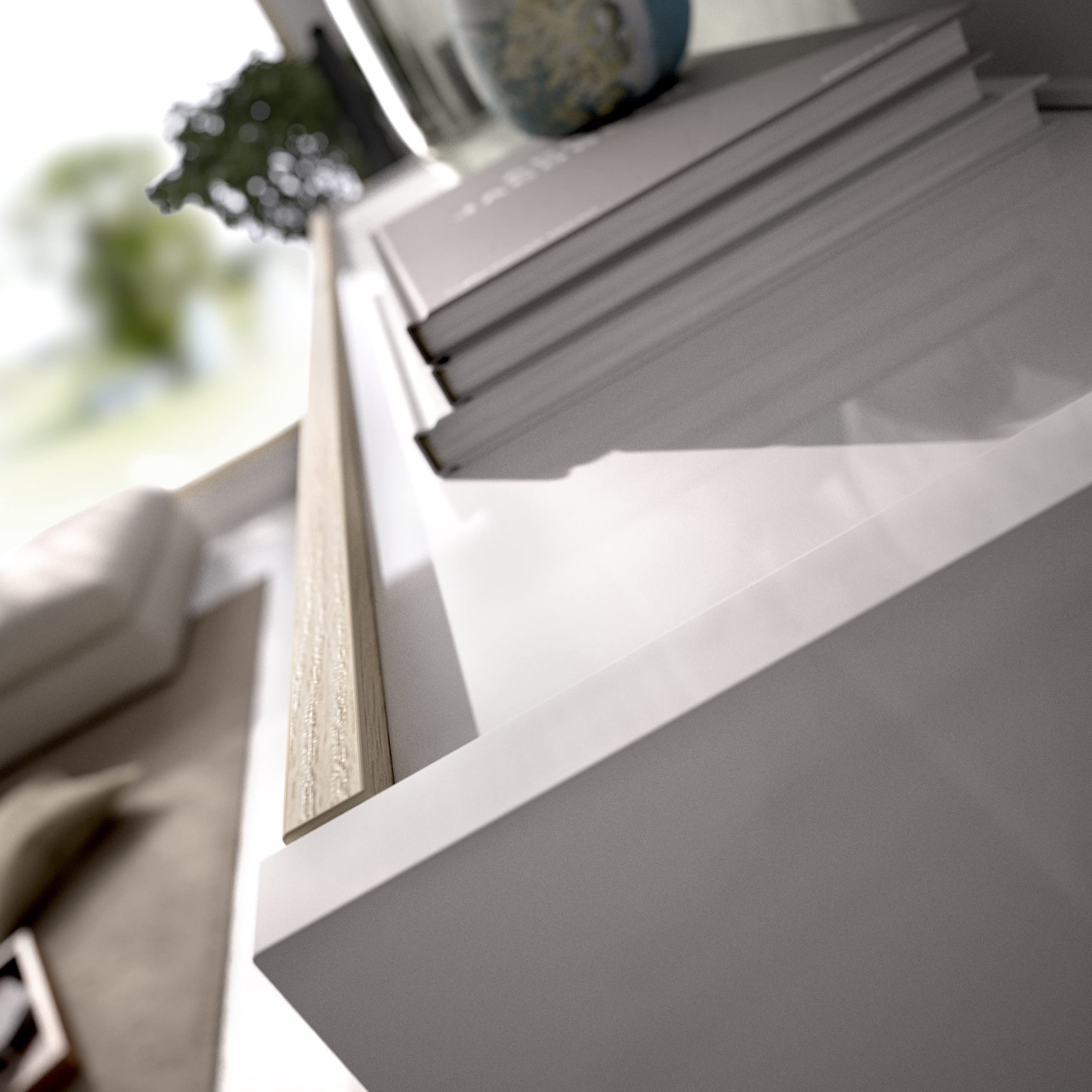 Parete attrezzata porta Tv 260 cm Grace Bianco lucido e Rovere Naturale - Bianco e Naturale