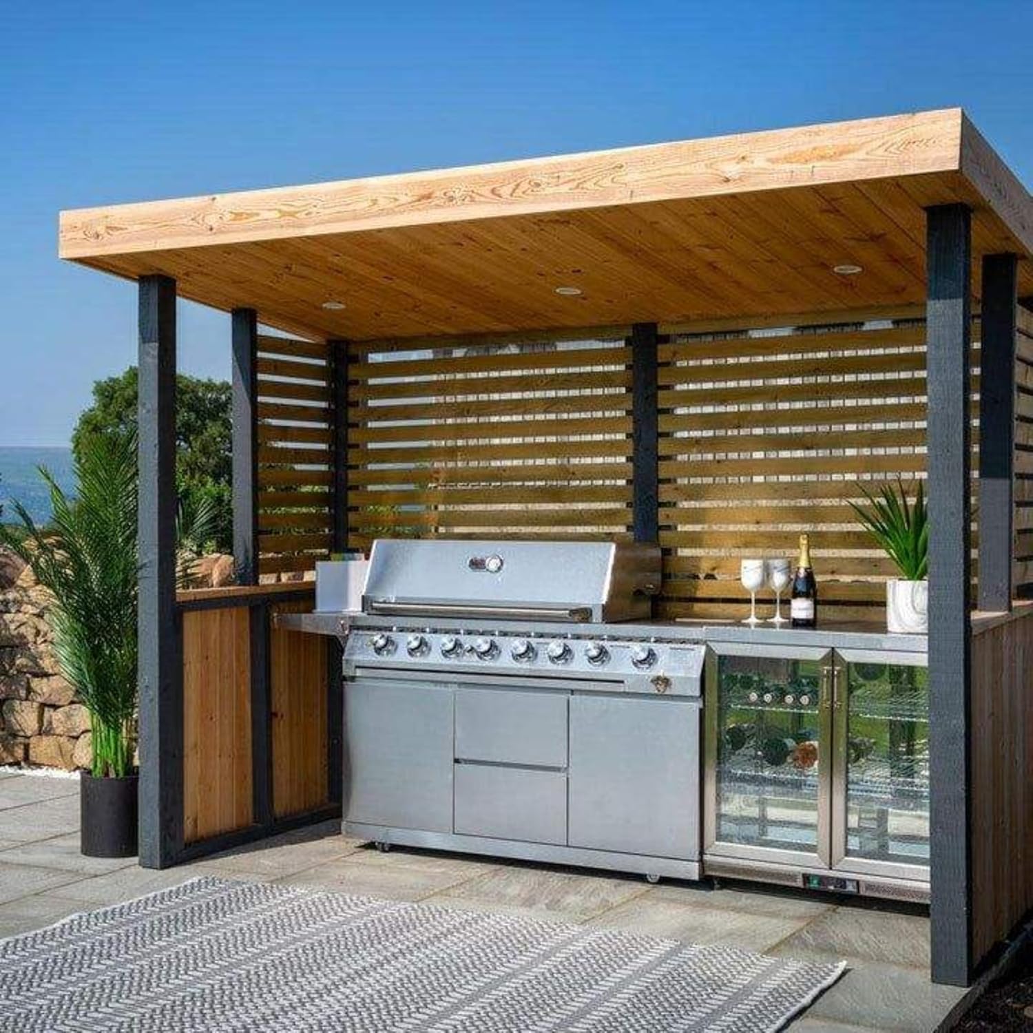 Modular Outdoor Kitchen Island Stainless Steel BBQ Grill Island for Backyard Patio Deck, Weatherproof Rust Resistant Outdoor Cooking Station with Sink Storage Drawers for Home Residential Entertaining