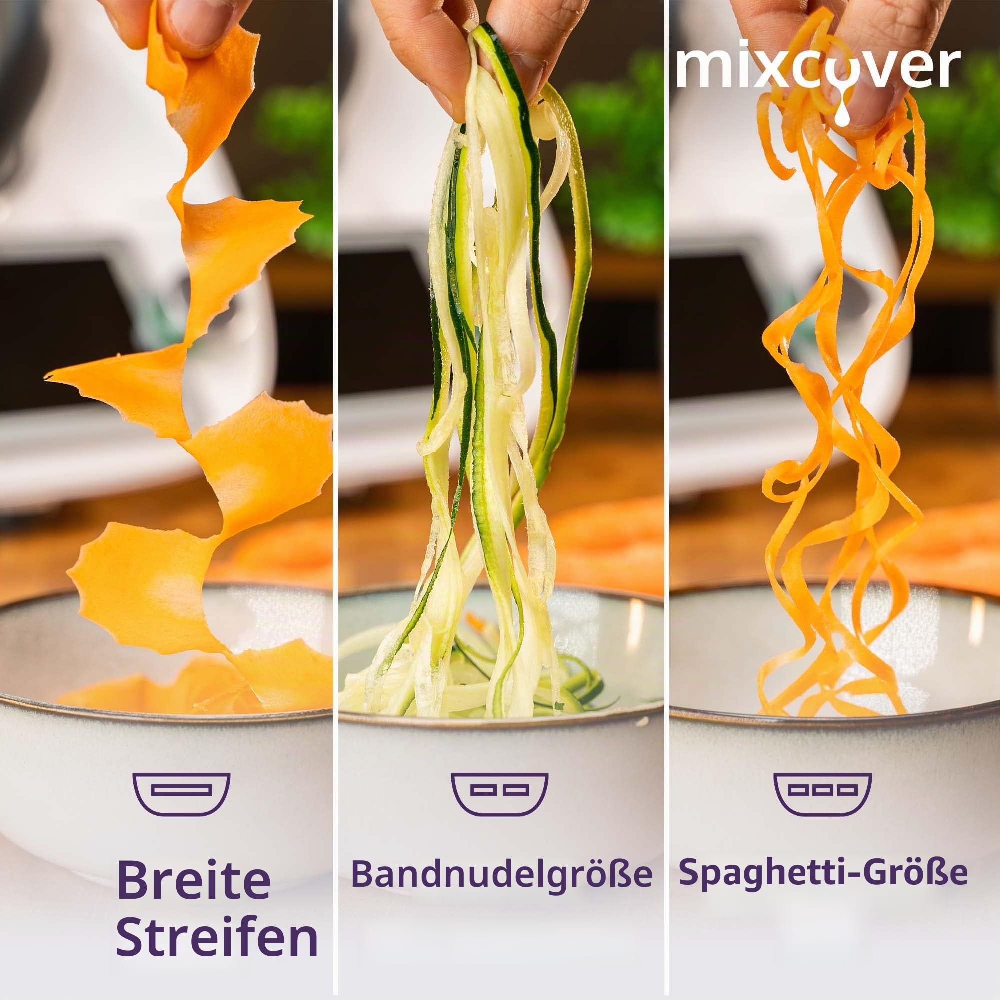 mixcover verbesserter Spiralschneider Gemüsenudeln herstellen mit Ebook Rezeptheft kompatibel mit Vorwerk Thermomix TM6 oder Vorwerk Thermomix TM5 Gemüsepasta Gemüsehobel GemüseStyler