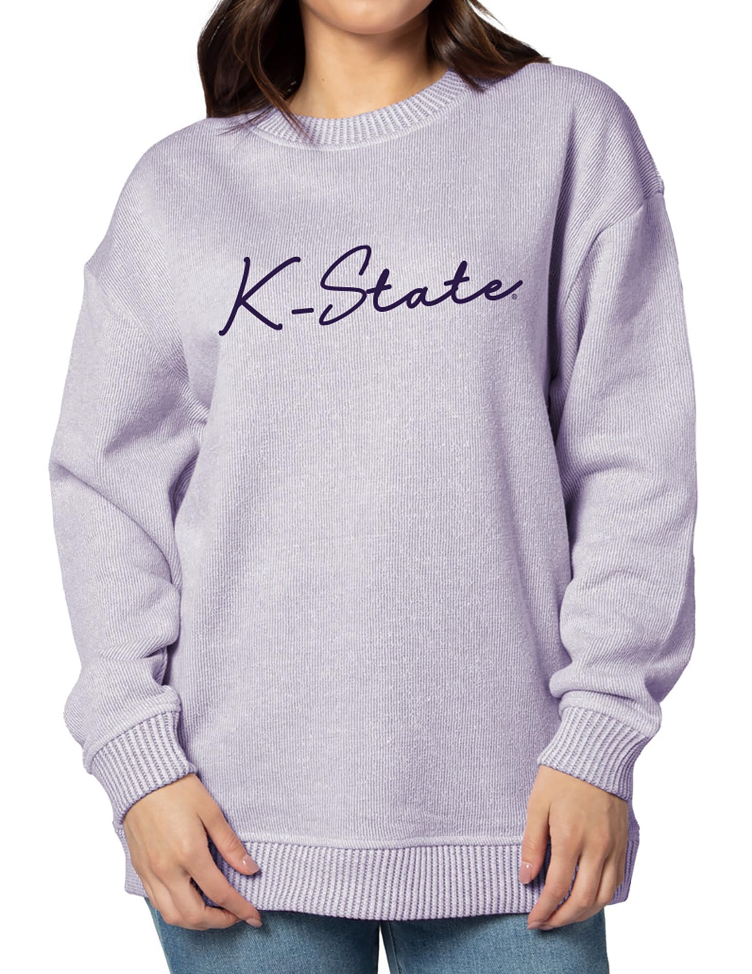 (Size M-L) chicka-d Women's Warm Up Crew Sweatshirt